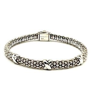Lagos 3 Station X Silver Caviar Bracelet